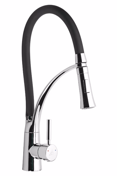Grifo Monomando de Cocina Aquassent Nessy Flexible Negro (Ref. 03100NESSY