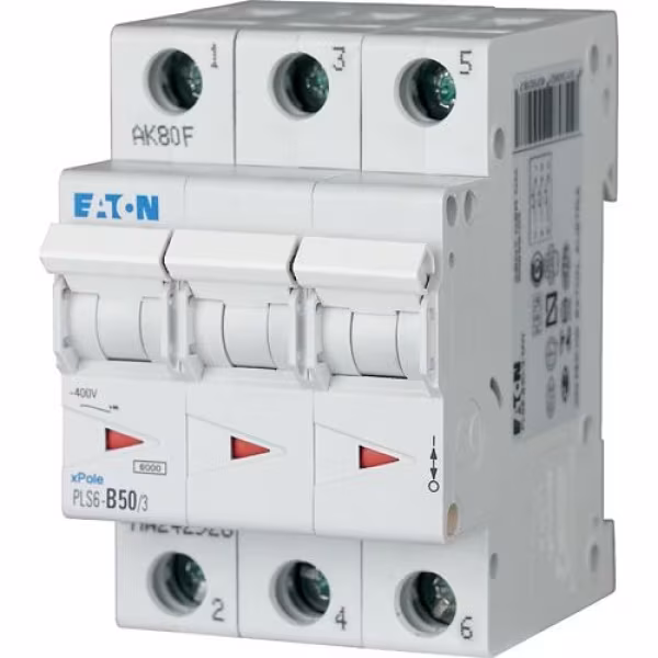 Interruptor automático Eaton 3P 50A PLS6-C50 6kA