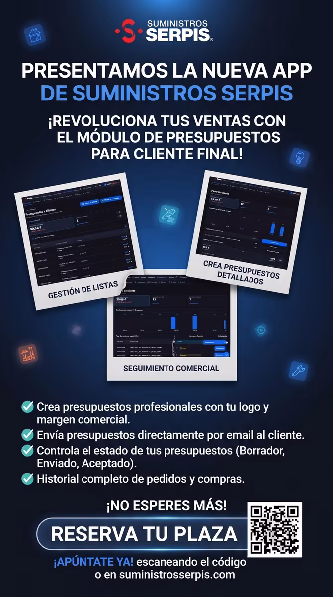 Cartel presentación de la app de Suministros Serpis